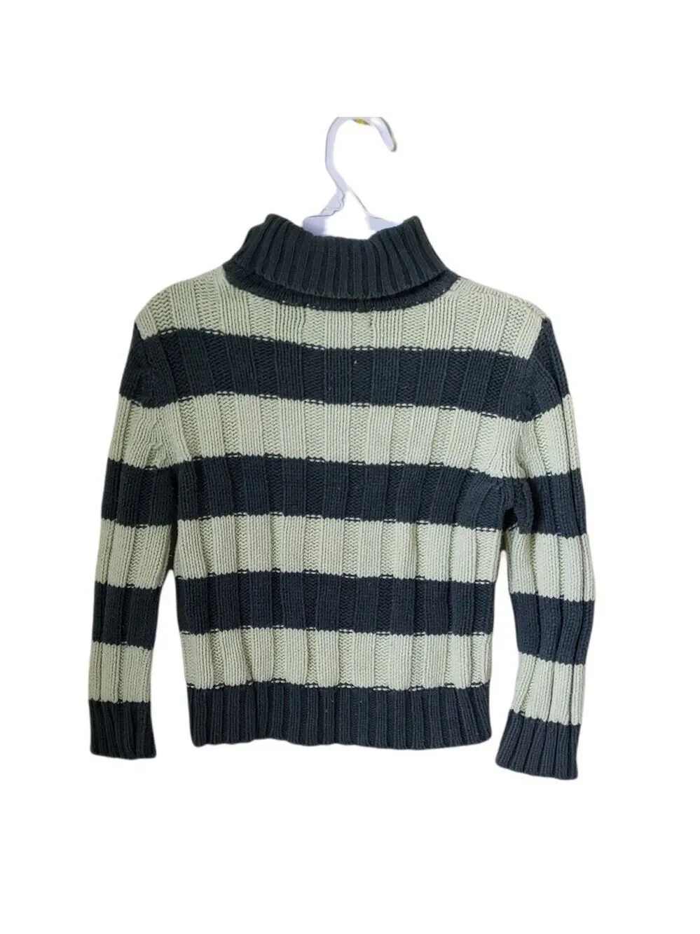 Girl's Green Striped ‎ Turtle Neck Knit Sweater Size Small (5/6)